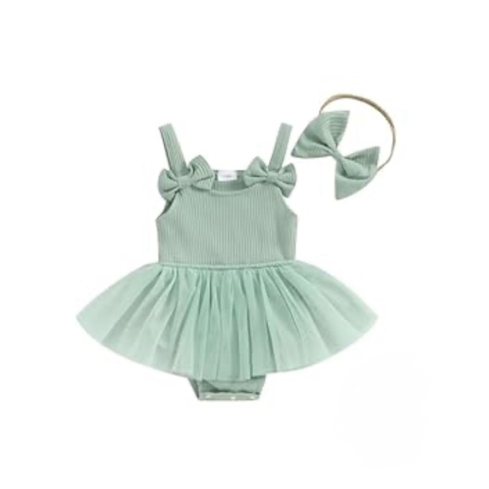 Mint Green Baby Dress with Headband